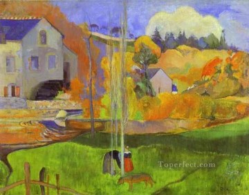  Breton Canvas - Breton Landscape The Moulin David Post Impressionism Primitivism Paul Gauguin